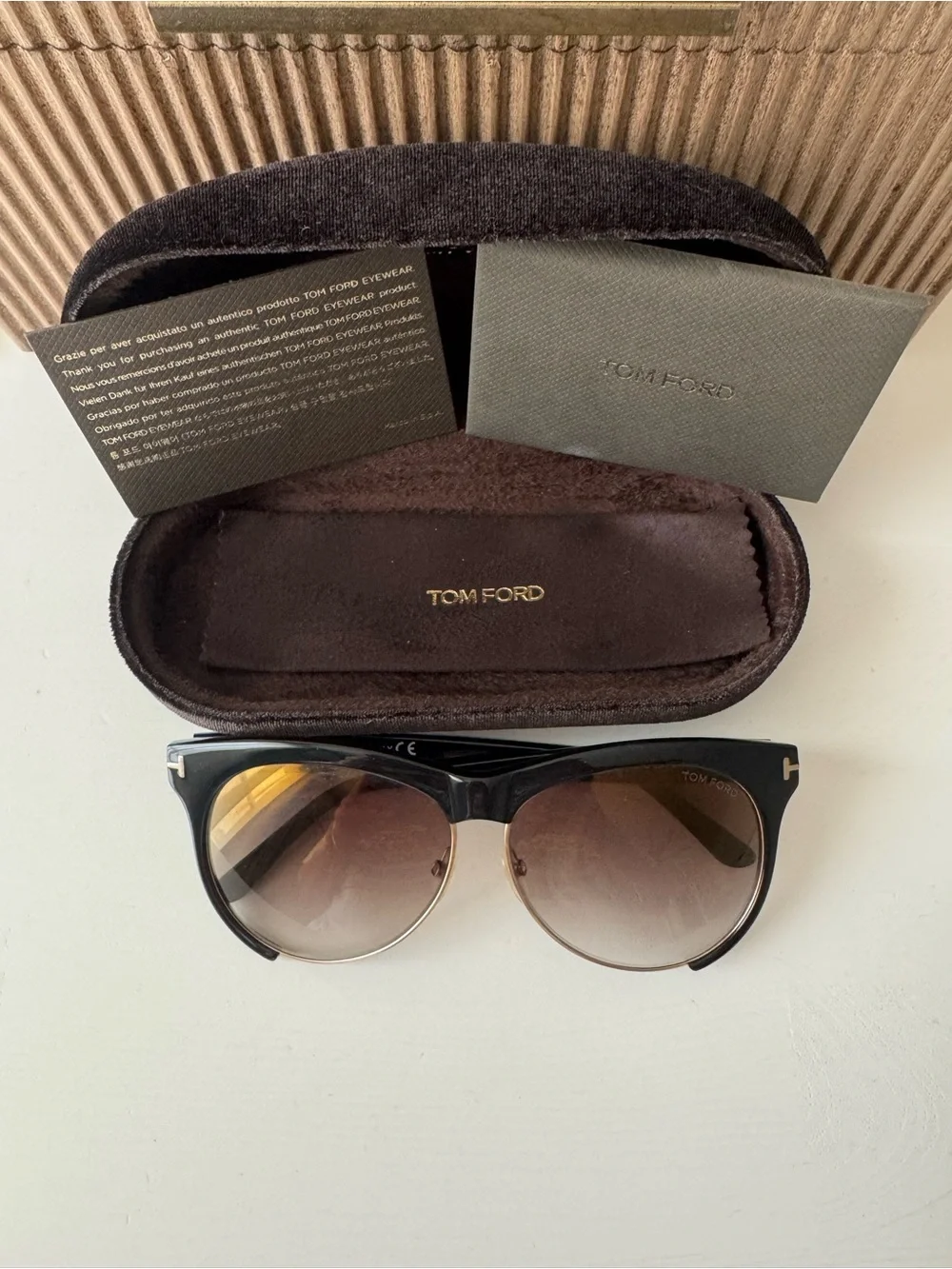 Tom Ford Black and Brown Gradient Half-Rim Sunglasses
